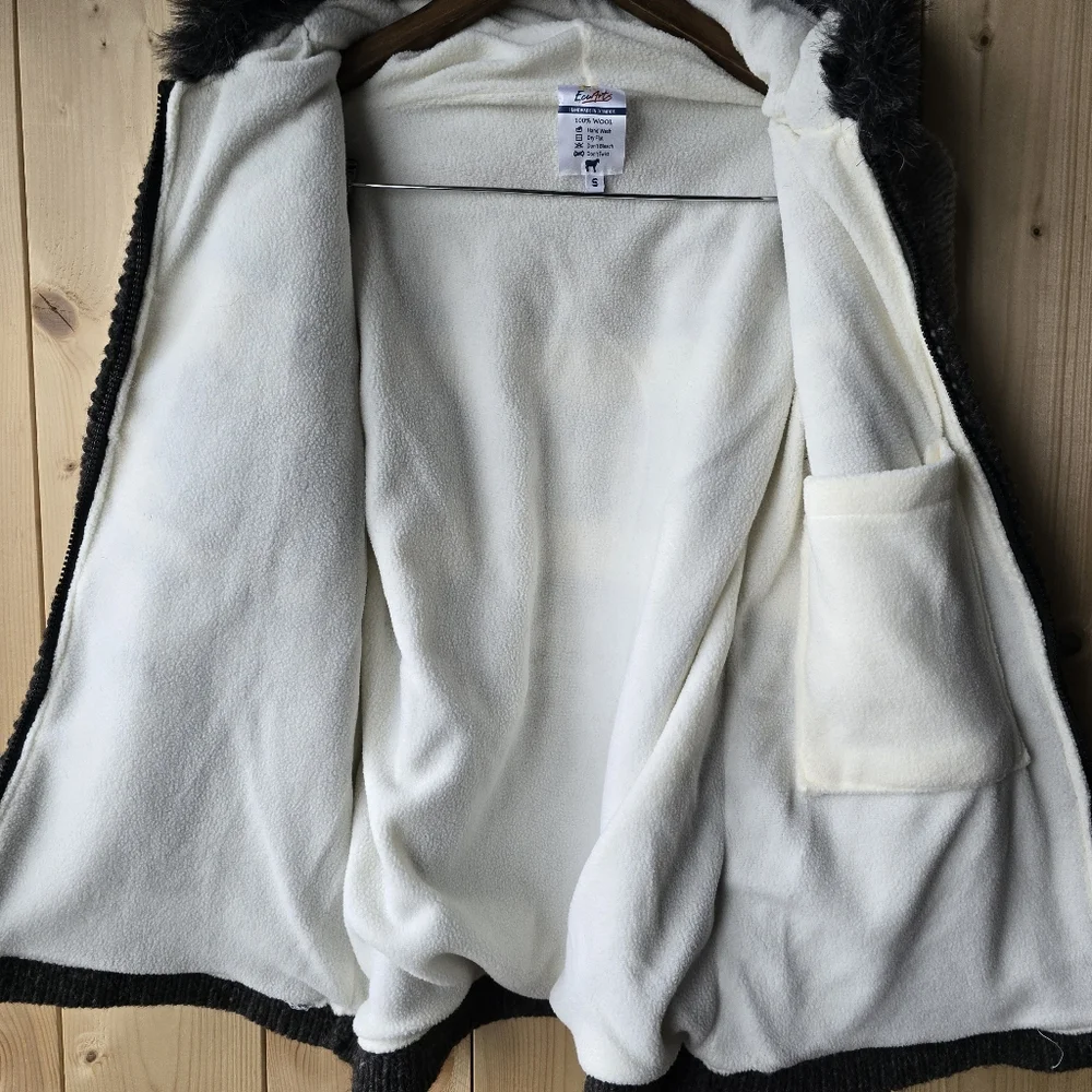 Ecu Arts Canada 100% Wool Zip Up Winter Coat Grey Womens Small - Picture 9 of 9